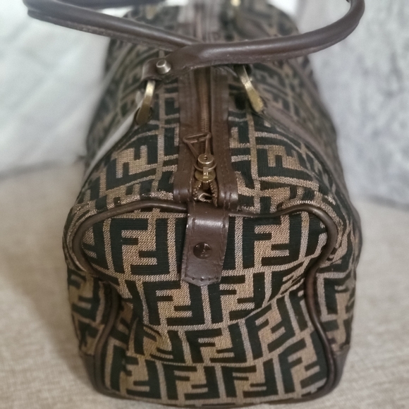 FENDI Zucca Zucchino Vintage Boston 30 Canvas Bag FF Monogram Logo..w/COA.. - Picture 6 of 10